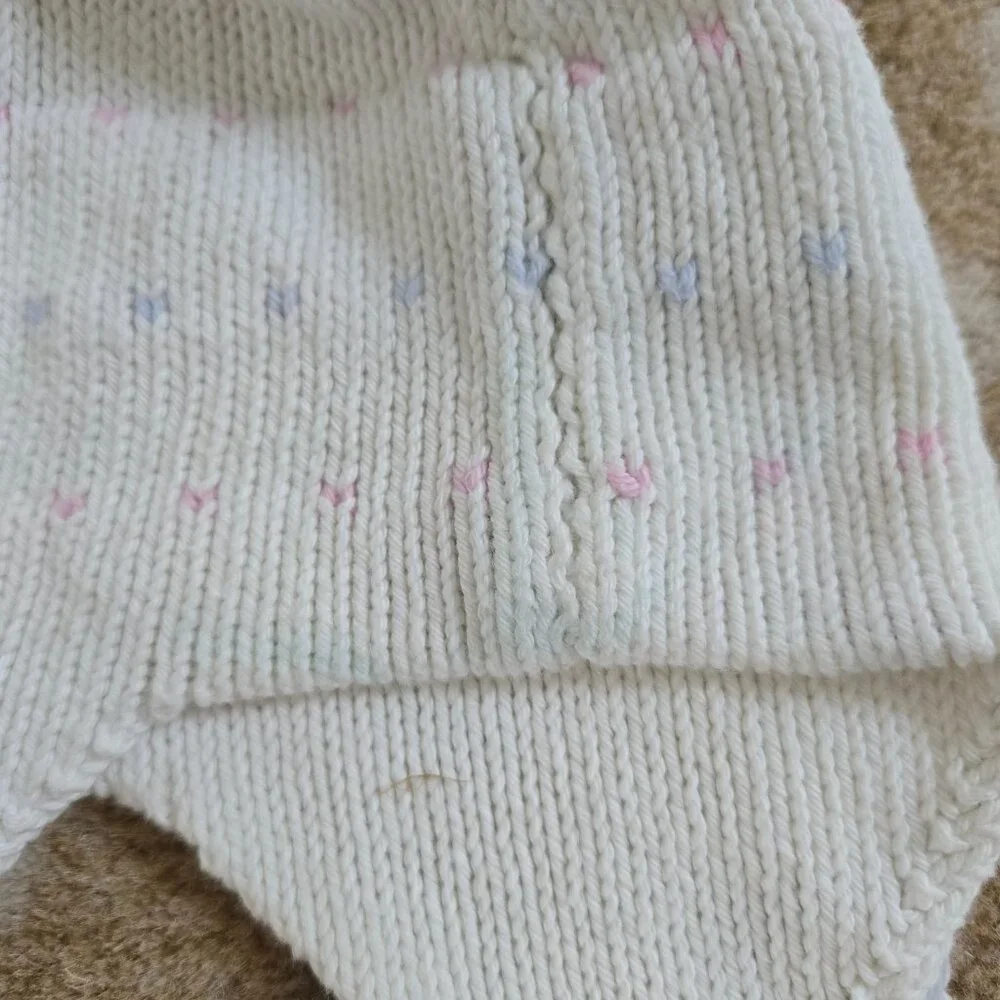 The Beaufort Bonnet Company Cream Knit Earflap Hat with Pink & Blue Accents